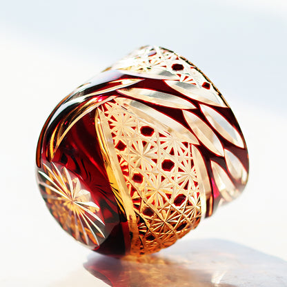 6 Styles Red-Amber Edo Kiriko Shot Glasses