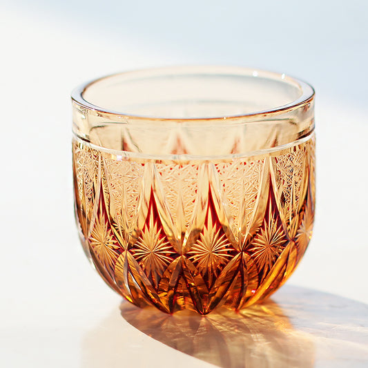 QJ-03 60ml Edo Kiriko Handcrafted Amber Red Sake Glasses