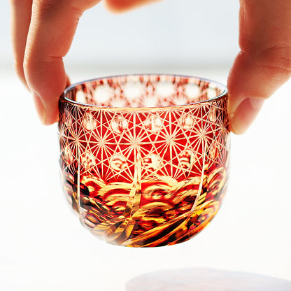 6 Styles Red-Amber Edo Kiriko Shot Glasses