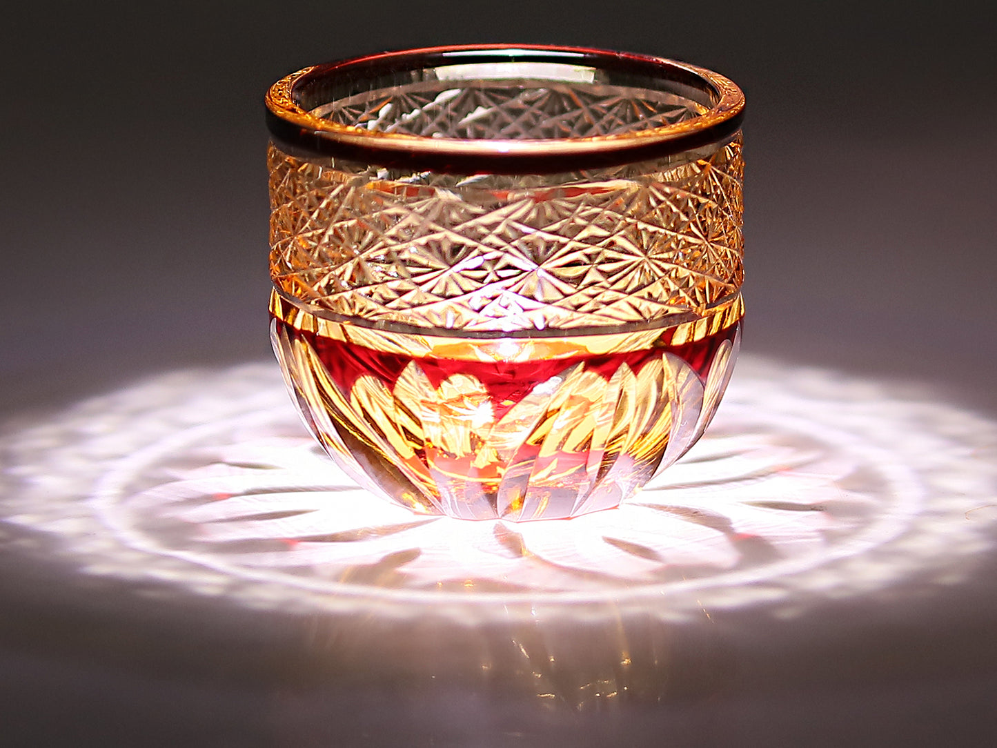 JP-021 60 ML Handcrafts Edo Kiriko's Ruby Red Colored Sake Glass Cup,Chilled Small Shot Glasses Soju Glass Cup