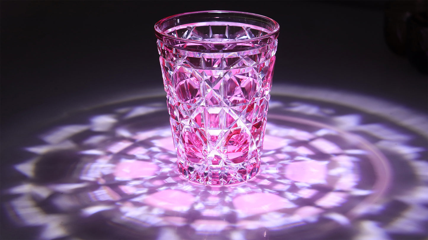 JP-045  New 260 ml Handcrafts Gold Pink Water Glass Edo Kiriko's Rattan Design Cocktail Whiskey Glass Tumbler