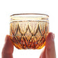 QJ-03 60ml Hand Cut Edo Kiriko Sake Glasses Amber Black Japanese Style Min Shot Glasses