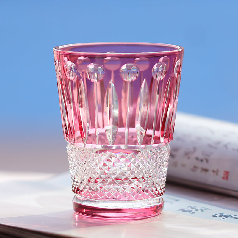 Close-up of Bohemian Style Hand-cut Crystal Glass Tumbler - JINZHI GLASS crystal glassware