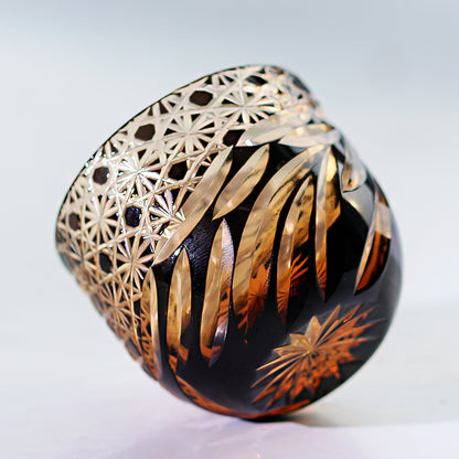 Hand Cut Amber Black Japanese Style Sake Glas Shot Glass 60ml