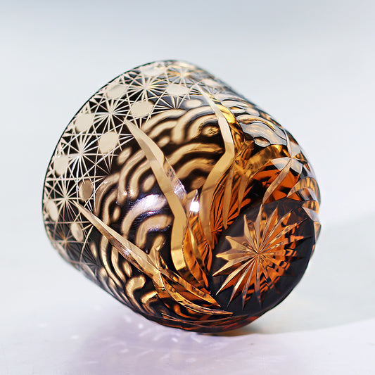 JP-040 60 ML Handcrafts Japanese Style Black Amber Sake Glass Cup Hand Engraved Chilled Sake Glasses