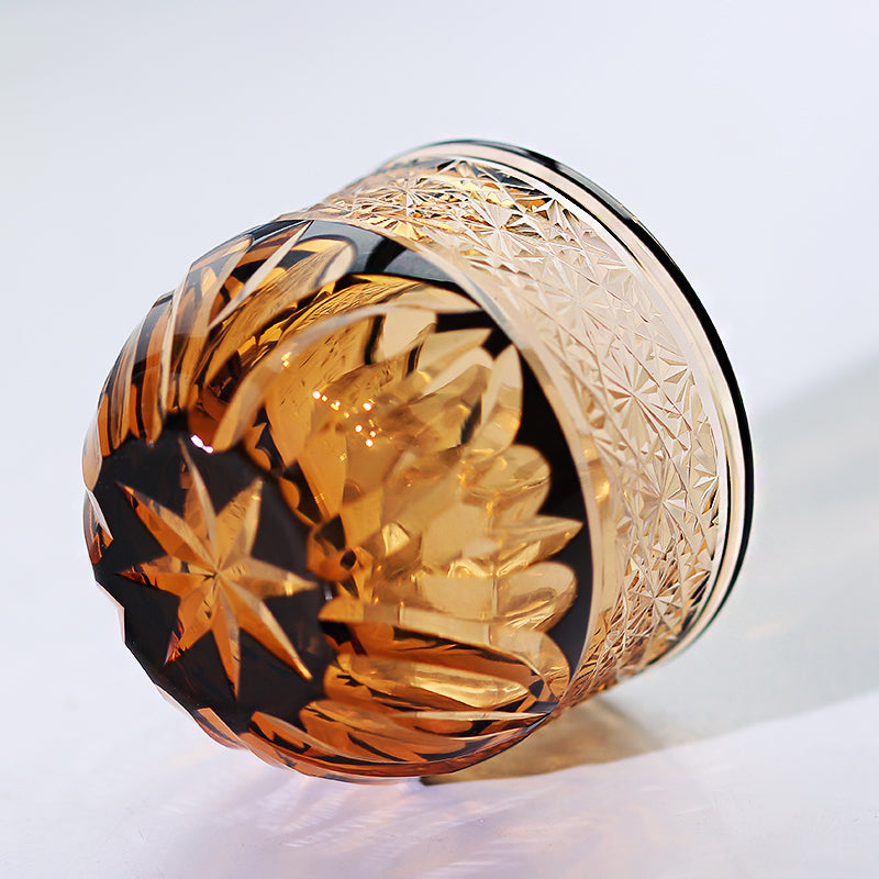 Hand Cut Amber Black Japanese Style Sake Glas Shot Glass 60ml