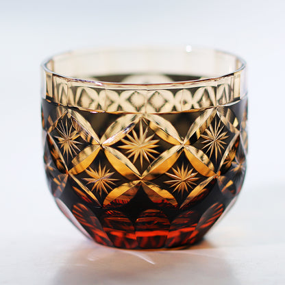 QJ-04 Hand Cut Amber Black Japanese Style Sake Glasses Shot Glass 60ml for Sake ,Soju,whiskey, vodka, tequila