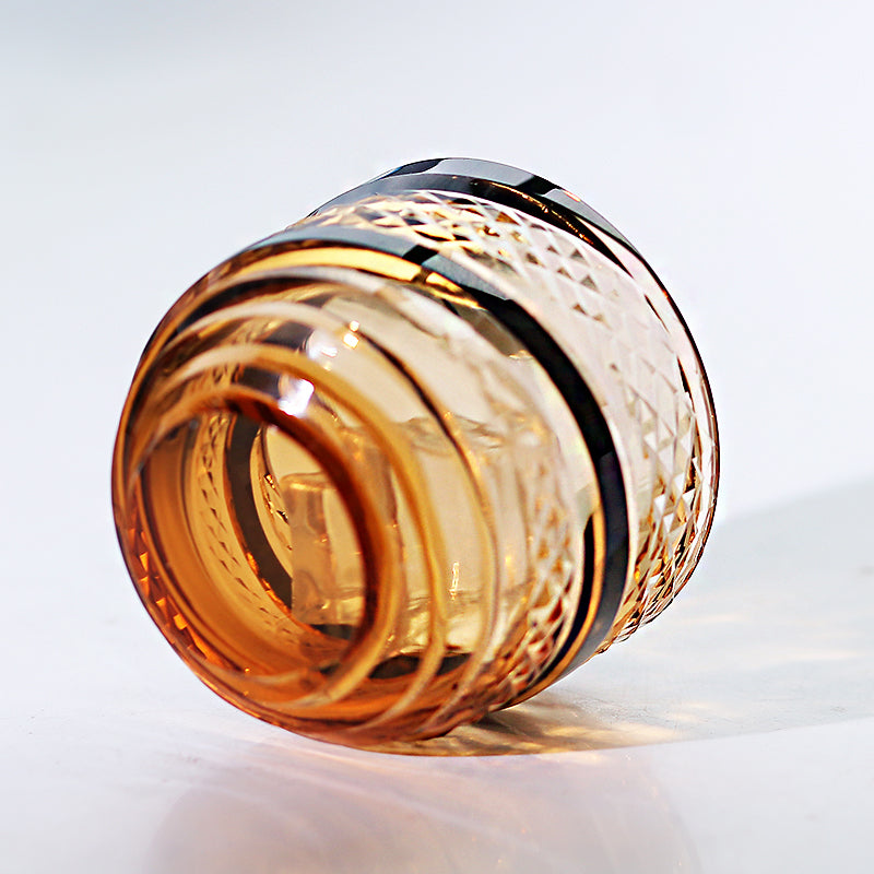 Hand Cut Amber Black Japanese Style Sake Glas Shot Glass 60ml