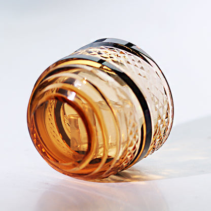 Hand Cut Amber Black Japanese Style Sake Glas Shot Glass 60ml