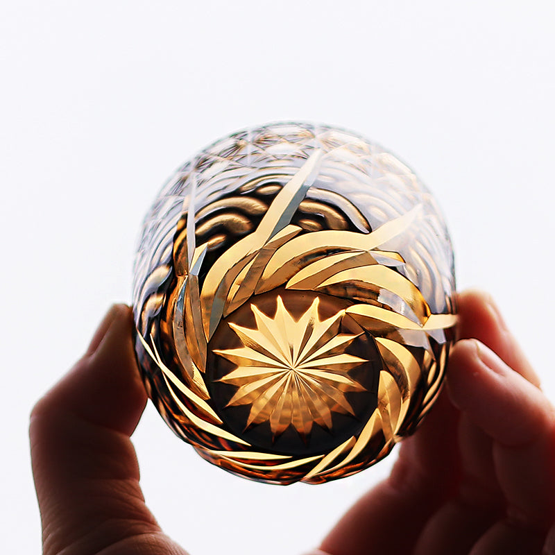 JP-040 60 ML Handcrafts Japanese Style Black Amber Sake Glass Cup Hand Engraved Chilled Sake Glasses