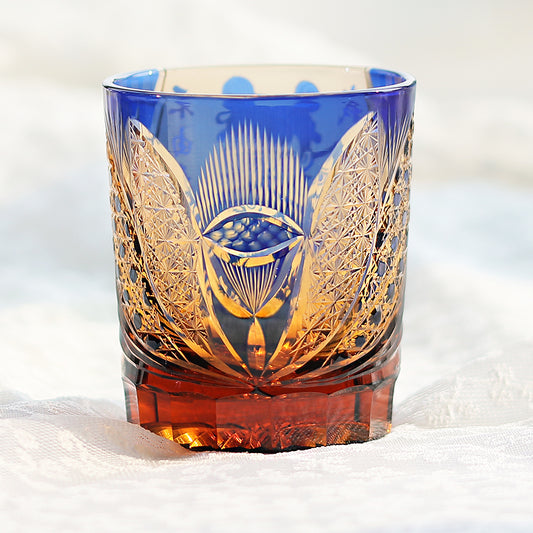 Ne Zha "My Life Is Mine" Edo Kiriko Crystal Whiskey Glass Blue