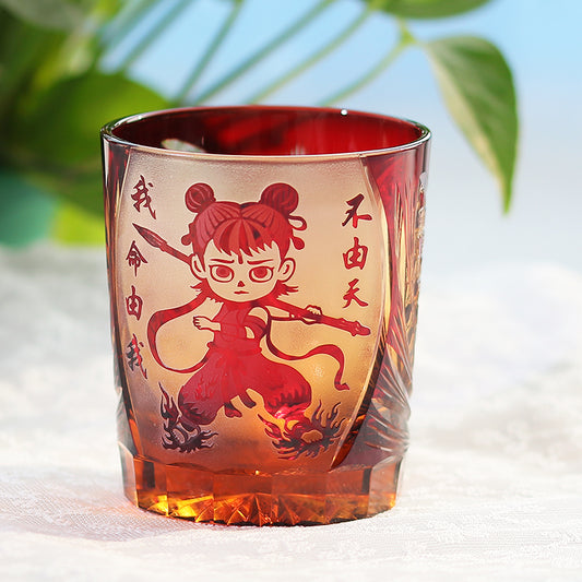 Ne Zha "My Life Is Mine" Edo Kiriko Crystal Whiskey Glass