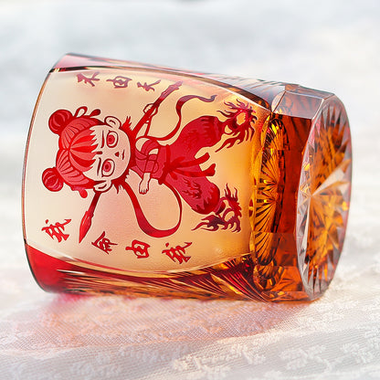 Ne Zha "My Life Is Mine" Edo Kiriko Crystal Whiskey Glass