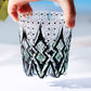 JP-144  Handcrafts Edo Kiriko Whiskey Cocktail Glasses Black Green Clear Colored Old Fashioned Glass With Gift Box