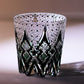 JP-144  Handcrafts Edo Kiriko Whiskey Cocktail Glasses Black Green Clear Colored Old Fashioned Glass With Gift Box