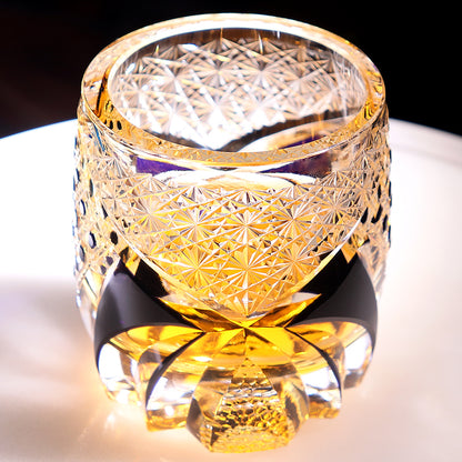 JP-015 Japanese Style Edo Kiriko Handcrafted  Dark Black Purple Knight Whisky Glass With Gift Box