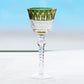 JP-097 150ml 5oz Hand Blown Chartreuse Color Cased Glass Stem Wine Glass Goblet Hand Cutting Lotus Deisgn