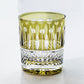 JP-003  Handcrafts Edo Kiriko Army Green Whiskey Glass Tumblers Hand Cutting Lotus and Diamond Pattern In Gift Box