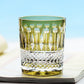 JP-003  Handcrafts Edo Kiriko Army Green Whiskey Glass Tumblers Hand Cutting Lotus and Diamond Pattern In Gift Box