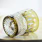 JP-003  Handcrafts Edo Kiriko Army Green Whiskey Glass Tumblers Hand Cutting Lotus and Diamond Pattern In Gift Box