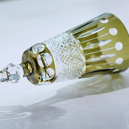 JP-002 250 ml Hand Cuts and Chartreuse Cased Crystal Glass Champagne Coupe Engraved Lotus Design