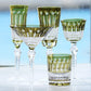 JP-003  Handcrafts Edo Kiriko Army Green Whiskey Glass Tumblers Hand Cutting Lotus and Diamond Pattern In Gift Box