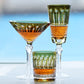 JP-003  Handcrafts Edo Kiriko Army Green Whiskey Glass Tumblers Hand Cutting Lotus and Diamond Pattern In Gift Box