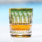 JP-003  Handcrafts Edo Kiriko Army Green Whiskey Glass Tumblers Hand Cutting Lotus and Diamond Pattern In Gift Box