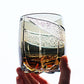 JP-065  310ml Grey Japanese Style Edo Kiriko Handcrafted Obsidian Lightning Whisky Glass Roundish With Gift Box