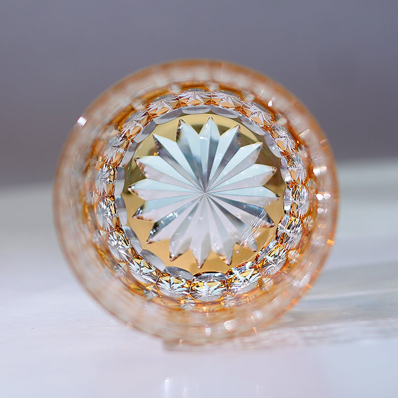 Orange Lowball & Highball Glass Floral Design