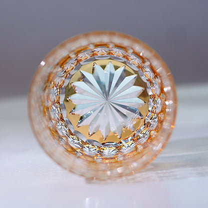 Orange Lowball & Highball Glass Floral Design