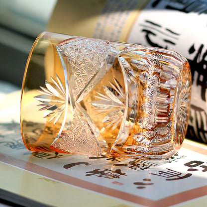Orange Lowball & Highball Glass Crown Design