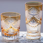 JP-007  Handcrafts Edo Kiriko Orange Whiskey Glass Cutting Crown Jewel Design 280 ml