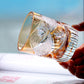 JP-007  Handcrafts Edo Kiriko Orange Whiskey Glass Cutting Crown Jewel Design 280 ml