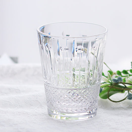 JP-095  Hand Cut Clear Glass Water Tumbler For Whiskey Old Fashioned Cocktail Juice Beverage Social Drinkers