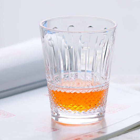 JP-095  Hand Cut Clear Glass Water Tumbler For Whiskey Old Fashioned Cocktail Juice Beverage Social Drinkers