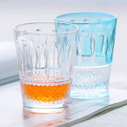 JP-095  Hand Cut Clear Glass Water Tumbler For Whiskey Old Fashioned Cocktail Juice Beverage Social Drinkers