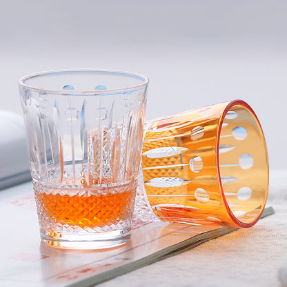 JP-095  Hand Cut Clear Glass Water Tumbler For Whiskey Old Fashioned Cocktail Juice Beverage Social Drinkers