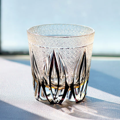 JP-011 320ml  Edo Kiriko Handcrafted Purple Flame Whisky Glass With Gift Box