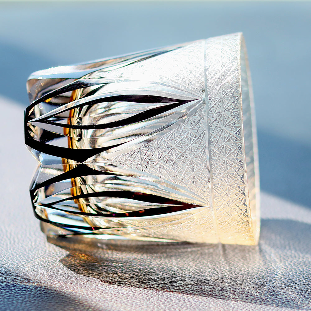 JP-011 320ml  Edo Kiriko Handcrafted Purple Flame Whisky Glass With Gift Box