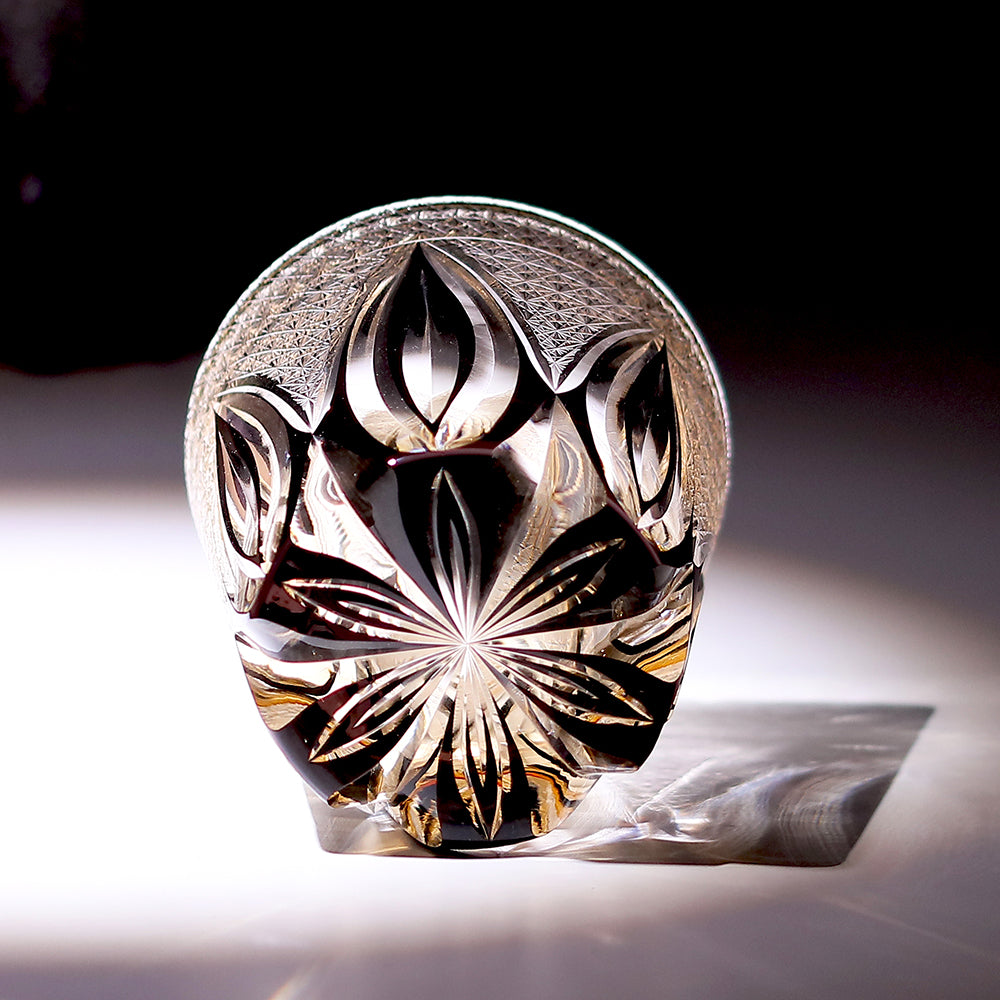 JP-011 320ml  Edo Kiriko Handcrafted Purple Flame Whisky Glass With Gift Box