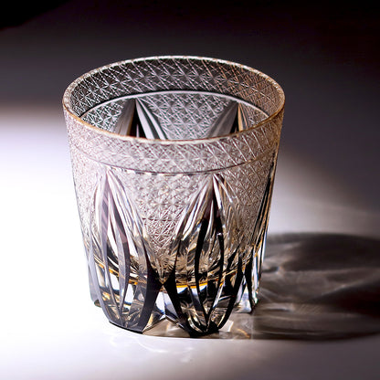 JP-011 320ml  Edo Kiriko Handcrafted Purple Flame Whisky Glass With Gift Box