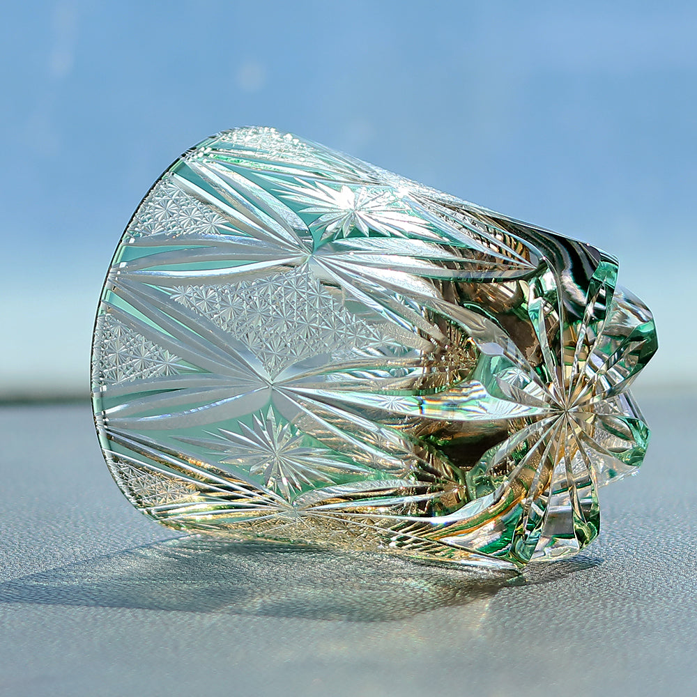 Side angle of Handcrafted Edo Kiriko Whisky Glass Tumbler With Gift Box - JINZHI GLASS crystal glassware