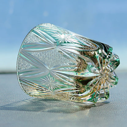 Side angle of Handcrafted Edo Kiriko Whisky Glass Tumbler With Gift Box - JINZHI GLASS crystal glassware