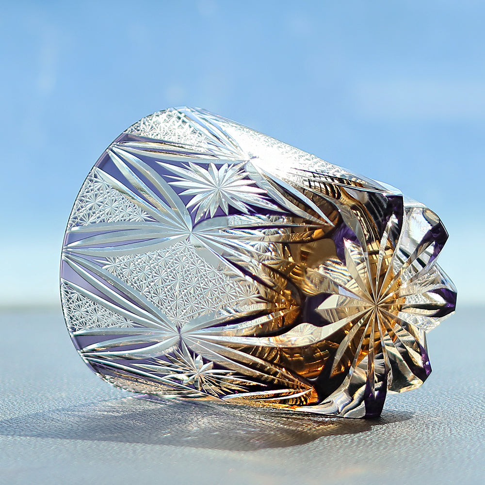 Side angle of Handcrafted Edo Kiriko Whisky Glass Tumbler With Gift Box - JINZHI GLASS crystal glassware