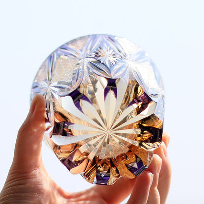 JP-013  320ml  Handcrafted Purple  Edo Kiriko Whisky Glass Tumbler With Gift Box