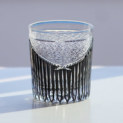 JP-052 Handcrafted Japanese Style Edo Kiriko Karmic Whisky Glasses Black With Gift Box