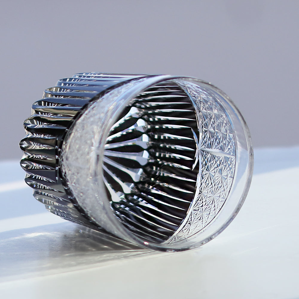 JP-052 Handcrafted Japanese Style Edo Kiriko Karmic Whisky Glasses Black With Gift Box