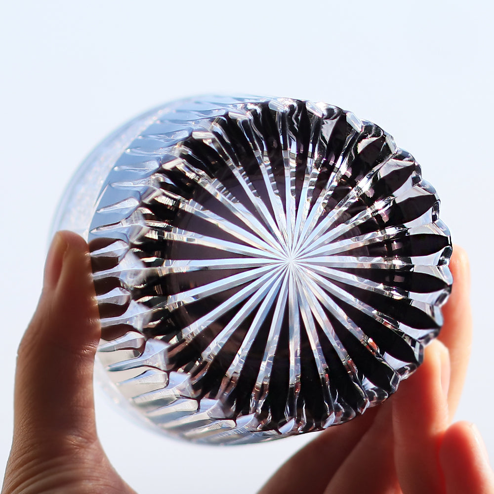 JP-052 Handcrafted Japanese Style Edo Kiriko Karmic Whisky Glasses Black With Gift Box