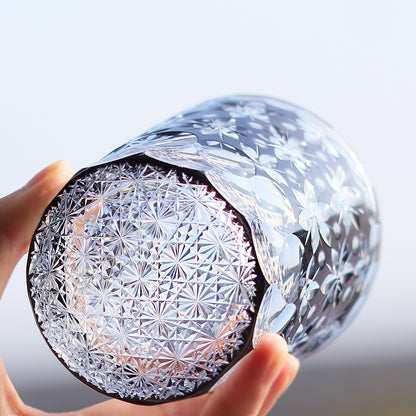 JP-044 250 ml Edo Kiriko Handcrafted Edo Kiriko's Sakura Snow Whisky Glasses Black